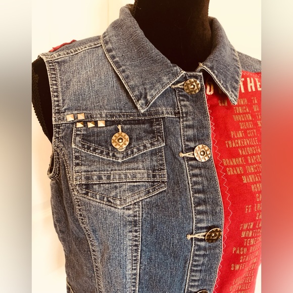 Spenny Lane Custom Denim Jean Jacket Vest Lady Antebellum Sz Small - Picture 2 of 11